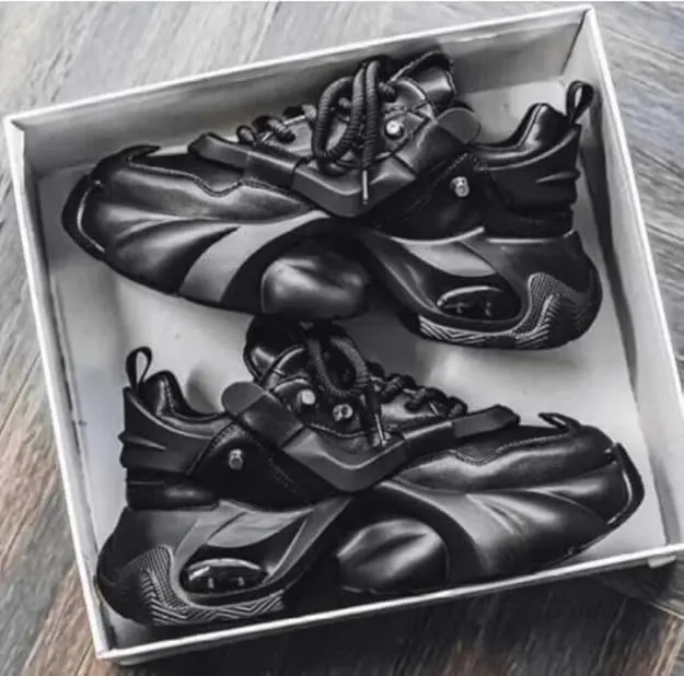 Black Chunky Platform Sneakers